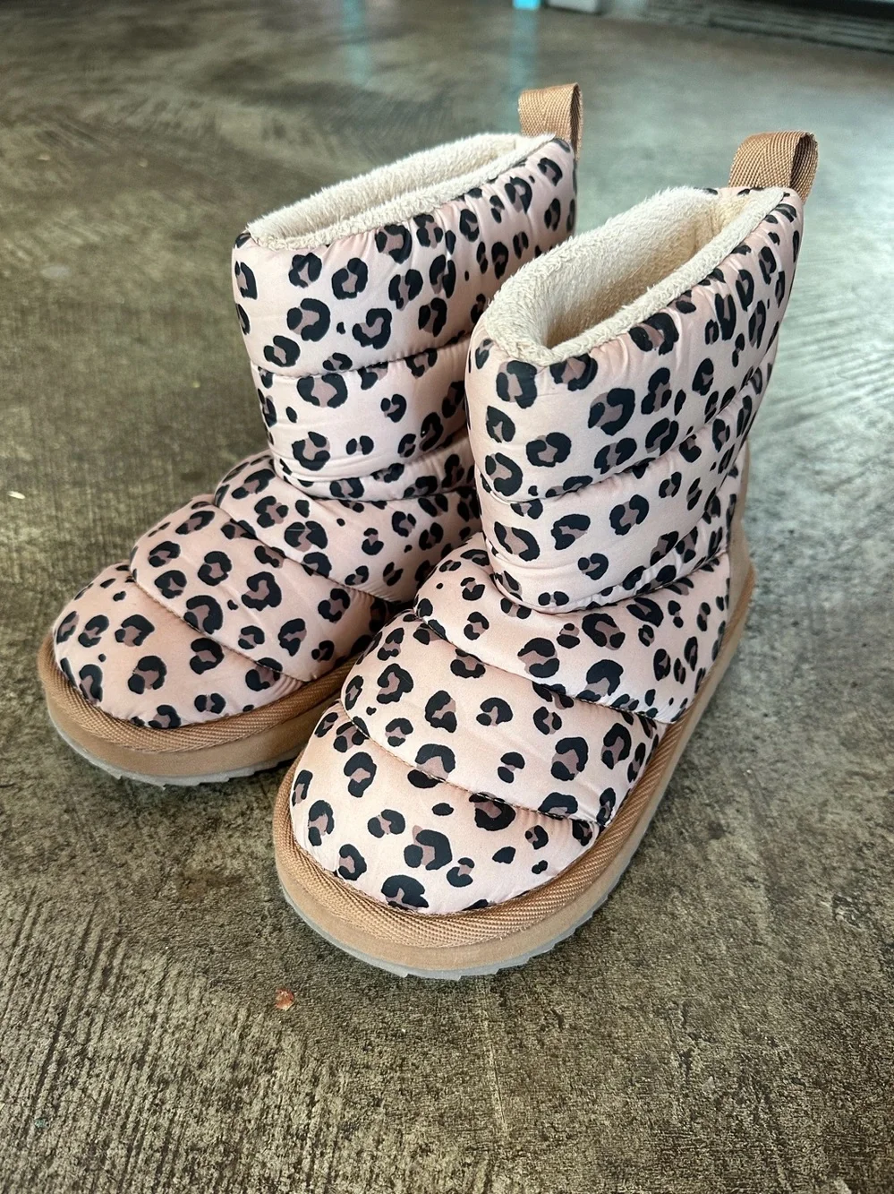 Leopard Print Puffer Kids Boots